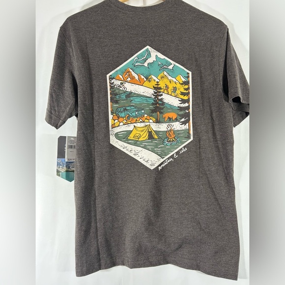 NWT Mountain and Isles T-shirt Cocoa Heather Size Medium Nature Camping - Picture 6 of 10